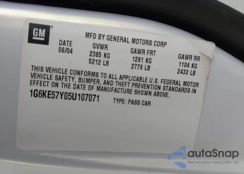 2005 Cadillac Deville Dhs z USA, uszkodzony, nr VIN 1G6KE57Y05U107071